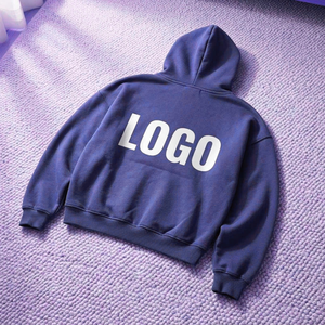 Sudadera con capucha morada de alta calidad con logotipo personalizado, 100% algodón grueso, hombros caídos, cierre completo con cremallera, unisex, forro polar, ecológica. - Product Image 5