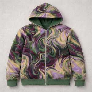 Sudadera con capucha de forro polar grueso unisex con cremallera, logotipo personalizado, estilo oversize, chaqueta informal de moda para invierno - Product Image 1