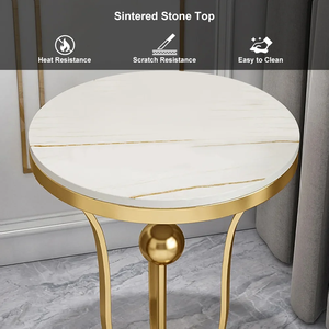 Handmade Seller Luxury Furniture <b>Marble</b> <b>Top</b> Round Sofa <b>Side</b> <b>Table</b> for Living Room, Hotel, Office Gold Plated Modern Corner <b>Table</b> - Product Image 4