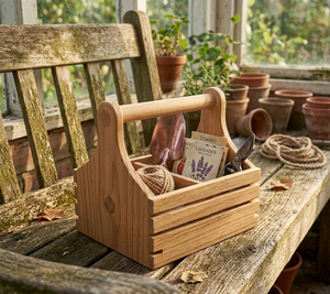 Support élégant fait main en bois de pin rustique non pliable pour organiser les couverts (cuillères, fourchettes, couteaux) pour comptoir de cuisine et salle à manger - Product Image 4