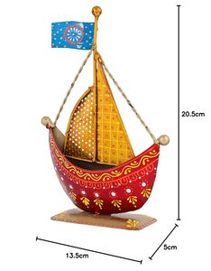 Barco Decorativo Artesanal de Hierro Tradicional con Diseño Impreso a Color, Ecológico, para Decoración de Escritorio y Ocasiones como Diwali - Product Image 4