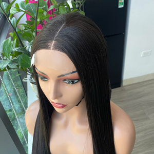 Cabello humano crudo vietnamita Color negro natural Alta calidad Super doble dibujado Hueso de encaje suizo Peluca recta - Product Image 3