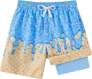 Pantalones Cortos de Baño para Hombre con Estampado de Tiburón Azul, de Secado Rápido, Transpirables, con Cordón en la Cintura, Estilo Urbano, Casual, de Talle Medio, Tejido de Poliéster - Product Image 1