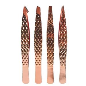 Rose Gold Eyelash Tweezers Set Precision Metal Tools Smooth Tip Design for Eyelash Application - Product Image 1
