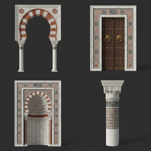 Architecture islamique en marbre, Mihrab, arche, pilier, arche de pilier - Product Image 4