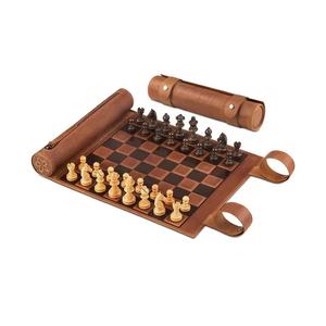 High Grade Personalized Roll-up Engraved Leather Chess Set Premium Game Accessory for Indoor Outdoor <b>Entertainment</b> - Product Image 2
