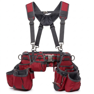 Cinturón de Herramientas Rojo con Tirantes Acolchados, Múltiples Bolsillos para Constructores y Carpinteros, Bolsa para Equipo 2026 - Product Image 1