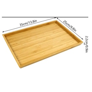 Bandeja Rectangular de Bambú para Servir con Bordes Elevados, Bandeja Ecológica de Madera para Desayuno, Comida, Cocina, Restaurante, Hotel - Product Image 2