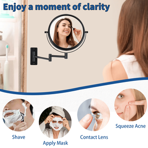 Espejo de Maquillaje de Pared de 8 Pulgadas con Giro de 360 Grados y Brazo Extensible, Ampliación 1X/10X - Product Image 2