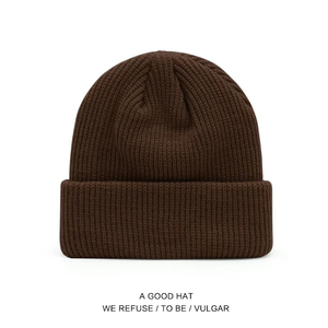 Gorro de Punto Acrílico Negro Unisex, Diseño Casual con Borde, Color Sólido, Talla Adulto 56-58CM, Estilo Casual - Product Image 2