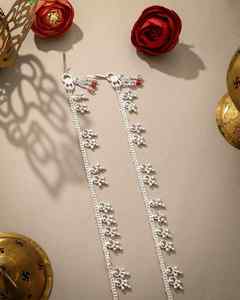 <b>Women's</b> Fashion Trendy Indian Silver <b>Anklets</b> with Circling Setting Elegant Payal Design - Product Image 2