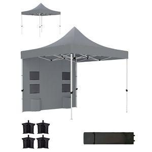 Tenda a baldacchino pop-up resistente 3x3m con pareti laterali UPF50+ e protezione solare istantanea grigia con tasche portaoggetti - Product Image 1