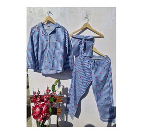 Conjunto de Pijama Floral de Manga Larga y Cintura Media, Ropa de Dormir de Algodón, Ropa de Estar por Casa, Traje de Noche para Mujer - Product Image 1