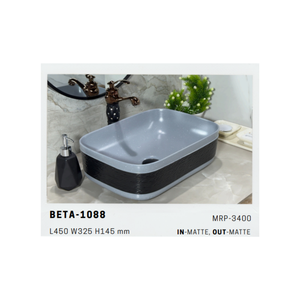 Beta 1086 Lavabo de Cerámica de Lujo Contemporáneo para Encimera, para Interiores de Baños Premium - Product Image 2