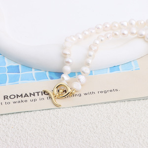 Collar de Perlas de Agua Dulce Naturales de Diseño de Alta Gama para Mujer, Colgante con Cierre OT, Diseño de Cola de Pez y Corazón, Collares Finos de Acero Inoxidable - Product Image 3