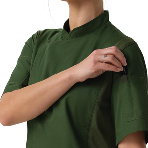 Button Closure Short Sleeve <b>Chef</b> Jacket For Ladies New Design Custom Made Logo Printed <b>Chef</b> Coat For Women - Product Image 4