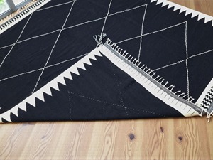 Tapis à motif géométrique, tissage plat, rectangulaire, style bohème, en coton, pour salon, usage domestique, lavable en machine, à poils fins - Product Image 4