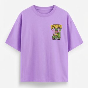 Camiseta Oversize Morada de Hombre con Hombros Caídos, Estilo Urbano, Algodón Pesado, Estampado Personalizado, Transpirable, Ajuste Veraniego, Venta al por Mayor - Product Image 1