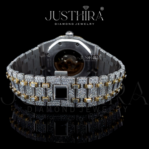 Reloj de Lujo con Movimiento de Cuarzo y Moissanita, Correa de Acero Inoxidable, Caja Plateada, Diseño Elegante y Brillante para Eventos Formales y Uso Diario - Product Image 5