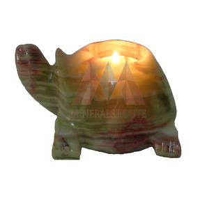 Portavelas de Mármol Ónix Hecho a Mano, Tallado en Piedra Natural de Alta Calidad Personalizado, Diseño de Tortuga Verde, Decoración del Hogar - Product Image 1