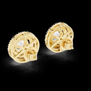 Pendientes de tuerca de moissanita con triple halo, pendientes de racimo de gran impacto, alternativa al diamante de plata de ley 925 - Product Image 3