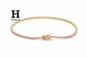 Pulsera de tenis con gemas rosas de primera calidad, diseño de joyería de alta gama en oro de 14K/18K - Product Image 2