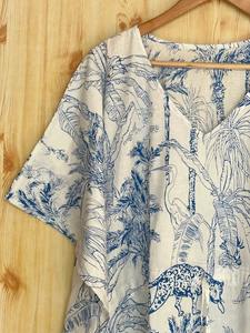 Vestido Kaftán Informal de Verano con Estampado Floral Tropical, sin Mangas, de Algodón, para Mujer, Ropa de Playa, Estilo Asia Pacífico - Product Image 4