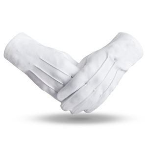 Premium Quality Customized Masonic Gloves White Cotton Solid Color Classical Style Full Finger <b>Button</b> Cuff Sew-On Embroidered - Product Image 2