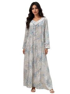Vestido Casual de Seda con Estampado Floral, Manga Larga, Cuello en V, Vestido Maxi para Mujer - Product Image 3