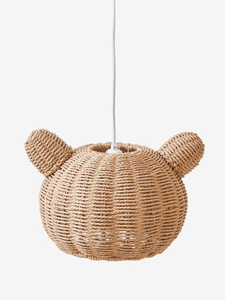Handcrafted seagrass bear shape lampshade cute woven pendant light shade natural fiber <b>lighting</b> decor eco friendly boho nursery - Product Image 2