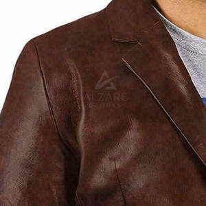 Blazer de cuero clásico en stock, nuevo, a bajo precio, con costuras duraderas y diseño atemporal para hombre. - Product Image 4