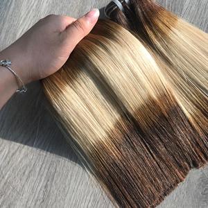 Máquina de color marrón Rubio Paquetes de trama doble Cabello humano Hueso recto | Cabello humano vietnamita súper doble dibujado - Product Image 5
