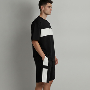 Ensemble court d'été pour homme le plus vendu – Tenue décontractée unie avec logo personnalisé sérigraphié – 100 % coton – Streetwear grandes tailles - Product Image 6