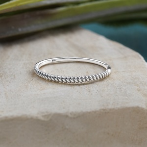 925 Sterling Silver Half Twisted Rope <b>Ring</b> for Women Stackable Minimalist Boho Handmade <b>Thin</b> Band Promise <b>Ring</b> GIA Certified - Product Image 1