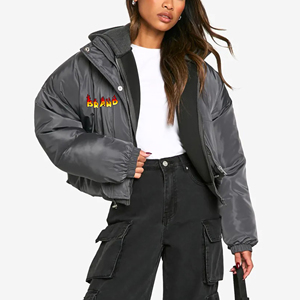 OEM Hot Sale Winter Casual Wear Women's Dyed Cotton <b>Puffer</b> <b>Jacket</b> Shinny <b>Cropped</b> Long Sleeve Oversized Waterproof Windproof - Product Image 1