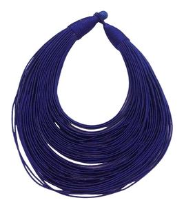 Handcrafted 19\" GC-NK-510 African Tribal Statement <b>Choker</b>-Necklace Silk Threaded Wire Wrap Multi-Layer 80 Line Lightweight Gift - Product Image 1