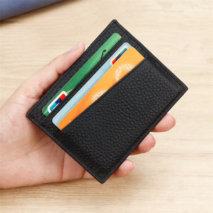 Porte-cartes de crédit fin en cuir véritable avec logo personnalisé, porte-cartes en cuir RFID pour homme - Product Image 5