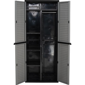 Armoire de rangement extérieure en plastique avec portes à lattes, organisateur utilitaire peu encombrant - Product Image 4