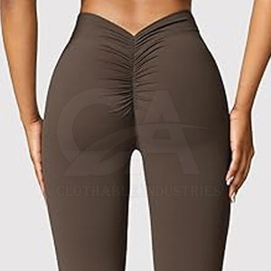 Leggings de sport pour femmes, longs, froncés à l'arrière, taille haute, pour la gym et le yoga, doux, extensibles, sans coutures - Product Image 3