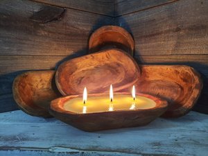 Recipiente de Madera para Velas, Tallado a Mano, Estilo Rústico, para Centros de Mesa de Boda y Decoración del Hogar - Product Image 3