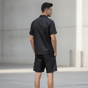 Custom Solid Eco-Friendly Summer Windbreaker Jogging Suit Two Piece Fleece Lining Shorts <b>Set</b> Men's Nylon Breathable - Product Image 5