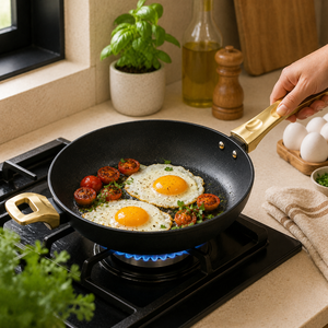 Juego de Utensilios de Cocina de Aluminio Antiadherente de 4 Piezas con Tapa de Vidrio para Wok |   Sartén para Dosa, Compatible con Inducción, Juego de Cocina - Product Image 2