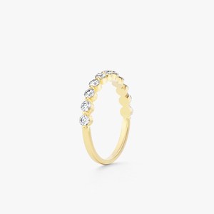 Anillo de compromiso minimalista de media eternidad con diamantes de corte redondo para mujer, de oro macizo de 14K, cultivado en laboratorio, regalo de aniversario o promesa para amante. - Product Image 5