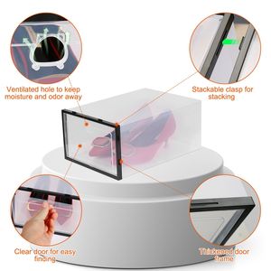 Organisateur de chaussures pliable transparent en PP, 6 pièces, anti-poussière, empilable, bac de rangement pour chaussures - Product Image 3