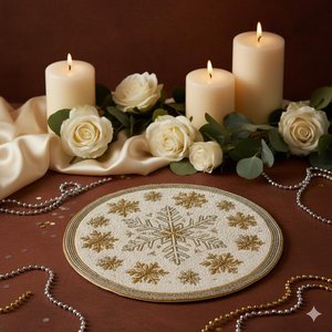 Handmade <b>Beaded</b> <b>Placemat</b> Round Table Mat Embroidered Floral Decorative Mats for Home Hotel Wedding Party - Product Image 4