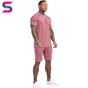 Premium Quality New Arrival Men Solid Pink Crew Neck <b>Knitted</b> Cotton T-Shirt & Shorts <b>Set</b> Breathable Casual Summer Outfit - Product Image 6