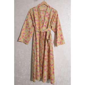 Bata Kimono Larga de Algodón Estampado con Cuello en V para Mujer, Suave, Transpirable, de Secado Rápido, con Cierre de Cinturón, Estilo Boho para Descansar - Product Image 4