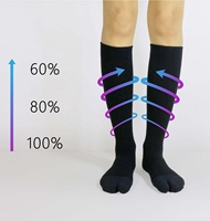 Chaussettes de compression tricotées respirantes, fines, antidérapantes et antibactériennes, à deux orteils, au-dessus du genou, 5 paires pour les varices