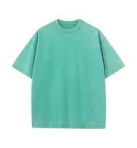 T-shirt à manches courtes pour homme, vert menthe, coupe ample, couleur unie, col rond, jersey tricoté décontracté, longueur normale, 100% coton - Product Image 3