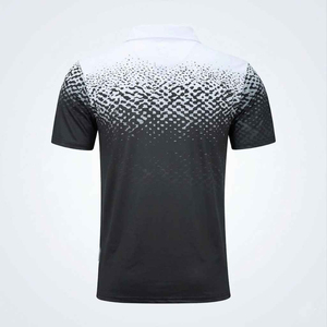 เสื้อกอล์ฟผู้ชายแบบลำลอง พิมพ์ลายซับลิเมชั่น แขนสั้น ระบายอากาศ แห้งเร็ว ดีไซน์สปอร์ต ทรงปกติ สีดำขาว - Product Image 2